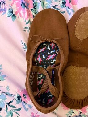 ORZA Brown Canvas Dance Flats with Elastic Tie
